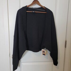 Avia Open Front Bolero Shrug Crop Top Elegant Knit Cardigan Size XL 16-18 Black